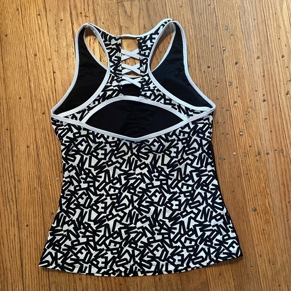 Unbranded Tankini Sports Top Mixed Letter Print Mesh Sides Opening On Back S - Picture 6 of 9